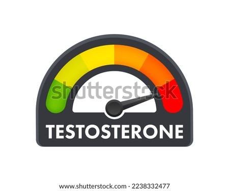 Testosterone level metering scale. Sign tachometer, speedometer, indicators. Vector stock illustration.