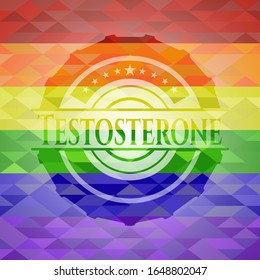 Emblema de colores de lgbt de testosterona. Ilustración vectorial.Mosaico.