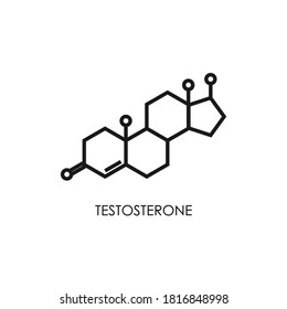 Estructura molécula de testosterona. icono de línea colorida aislado en fondo blanco.  Molécula de hormona sexual masculina. emociones fuertes, símbolo de energía