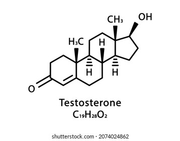 Estructura molecular de la testosterona. Fórmula química esquelética de la testosterona. Ilustración vectorial de fórmula molecular química