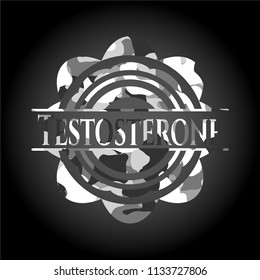 Testosterone on grey camo texture