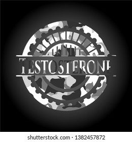 Testosterone on grey camouflage texture