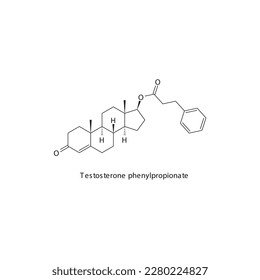 Fenilpropionato de testosterona estructura molecular esquelética plana Fármaco agonista del receptor andrógeno utilizado en el tratamiento de la insuficiencia renal. Ilustración vectorial.