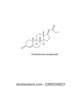 Estructura molecular esquelética plana de propionato de testosterona Fármaco agonista del receptor andrógeno utilizado en el tratamiento de la insuficiencia renal. Ilustración vectorial.