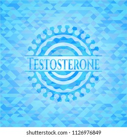 Testosterone realistic sky blue mosaic emblem