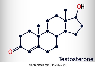 Testosterone, testosteron molecule. It is androgenic steroid sex hormone. Skeletal chemical formula. Vector illustration