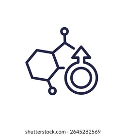 Testosteron-Therapie-Symbol, TRT-Linien-Piktogramm auf weiß