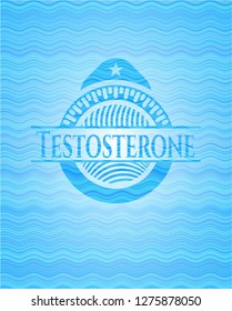 Testosterone water wave concept style badge.