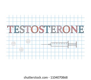 testosterone word on checkered paper sheet- vector illustration