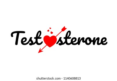 testosterone word text with red broken heart with arrow concept, suitable for logo or typography design