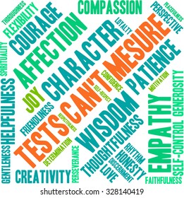 Test's Can't Measure word cloud on a white background. 