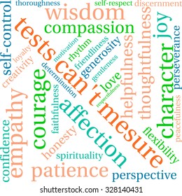 Test's Can't Measure word cloud on a white background. 
