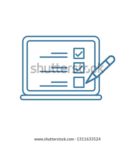 Tests, exams online. Vector linear icon.