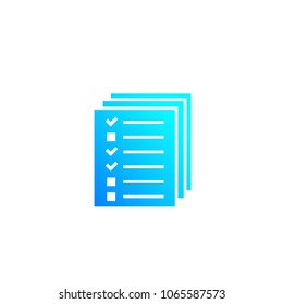 tests, survey vector icon on white