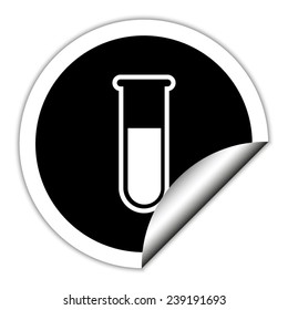 test-tube - black vector icon. Round sticker.