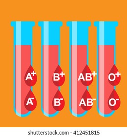 Test-tube with blood vector flat illustration.. Clinic labalatory.