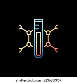 Test-Tube with Chemical Compound vector Chemistry concept thin line colorful icon on dark background