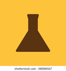 The test-tube icon. Flask and chemical, analysis, chemistry, laboratory symbol. Flat Vector illustration