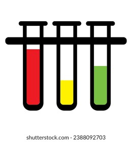 Test-tube icon. Test Tube Icon Vector Illustration Eps. Chemical Test tube rack with flasks. Chemical lab equipment isolated on white. Experiment flasks for science experiment. 