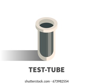 Test-tube icon, vector symbol in isometric 3D style isolated on white background.
