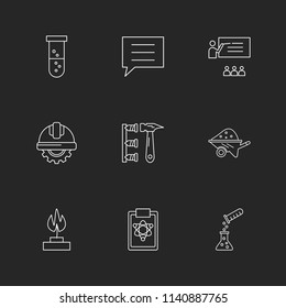 testtube  message  class  labour  hammer  flame  fire  chemical  testtube  icon icons set line vector business sign symbol outline