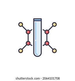 Test-Tube with Molecule or Formula vector concept Chemistry colored icon or logo element