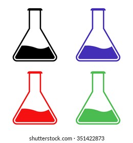 test-tube vector icon - colored set