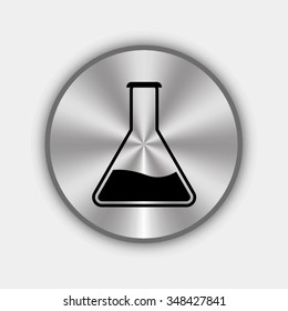 test-tube vector icon on round metallic button
