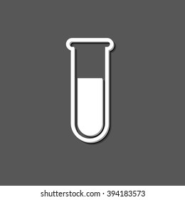 test-tube - white vector icon  with shadow