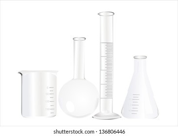 Test-tubes isolated on white. Laboratory glassware