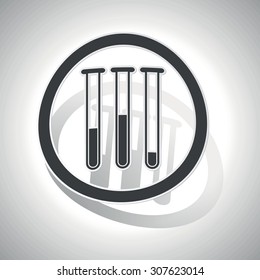 Test-tubes sign sticker, curved, with outlining and shadow