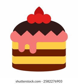 Testy cake vector on white background.