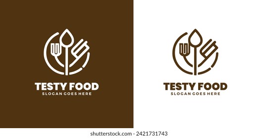 testy food logo, leaf organic logo design. Healthy food icon template. Flat vector illustration.
