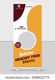 Testy food roll up banner design template