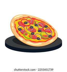 Testy pepperoni pizza. Fast food Illustration. Vector EPS10