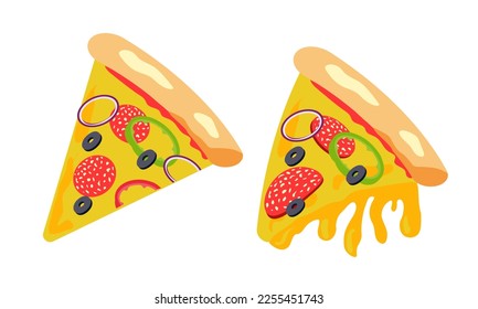 Testy pepperoni pizza. Fast food Illustration. Vector EPS10