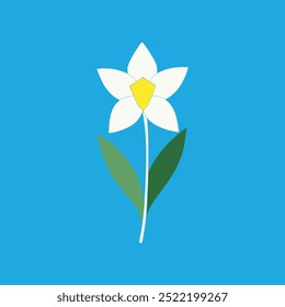 Tete a tete Daffodil flower vector art illustration features a vibrant, stylized depiction of daffodils in a clean, digital design format, perfect for use in print, web, and graphic design projects