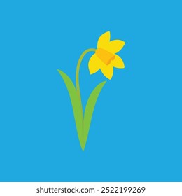 Tete a tete Daffodil flower vector art illustration features a vibrant, stylized depiction of daffodils in a clean, digital design format, perfect for use in print, web, and graphic design projects