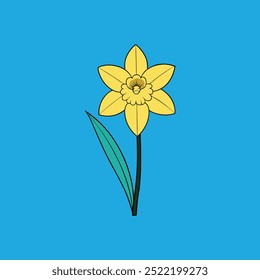 Tete a tete Daffodil flower vector art illustration features a vibrant, stylized depiction of daffodils in a clean, digital design format, perfect for use in print, web, and graphic design projects