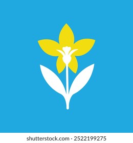 Tete a tete Daffodil flower vector art illustration features a vibrant, stylized depiction of daffodils in a clean, digital design format, perfect for use in print, web, and graphic design projects