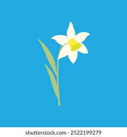 Tete a tete Daffodil flower vector art illustration features a vibrant, stylized depiction of daffodils in a clean, digital design format, perfect for use in print, web, and graphic design projects