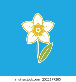 Tete a tete Daffodil flower vector art illustration features a vibrant, stylized depiction of daffodils in a clean, digital design format, perfect for use in print, web, and graphic design projects