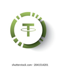 Ziehen Sie das Kryptomünzsymbol in einem Kreis mit Schatten auf dem Hintergrund eps10