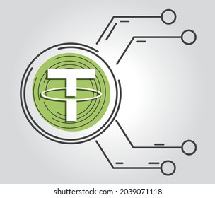 Tether crypto symbol. Vector illustration, logo, Cryptocurrency.