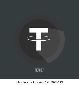 Tether cryptocurrency coin blockchain icon. Vector sign icon. Internet money Virtual electronic, internet money or cryptocoin symbol, logo