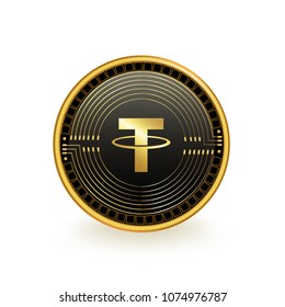 Tether Cryptocurrency Coin Isolated