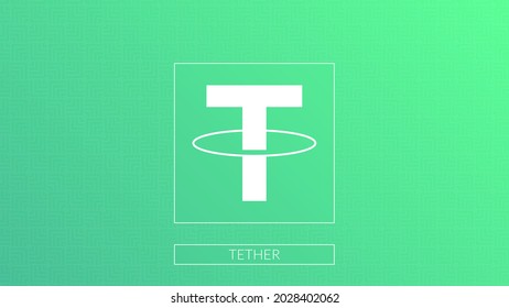 Tether cryptocurrency logo isolated on gradient pattern background.