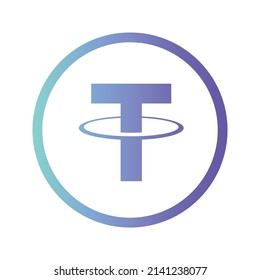 Tether Cryptocurrency token icon. USDT token symbol. Cryptocurrency vector icon. Flat Vector illustration - Vector