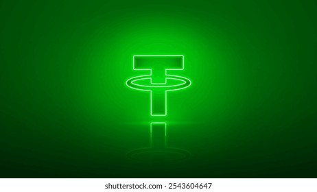 Tether glowing neon sign. Usdt crypto sign. Vector illustration