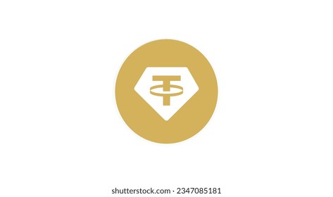 Tether Gold, el logotipo de criptodivisa XAUt en un fondo aislado con espacio de copia. Ilustración vectorial 3d de Tether Gold, concepto de diseño de banner con icono XAUt Token.